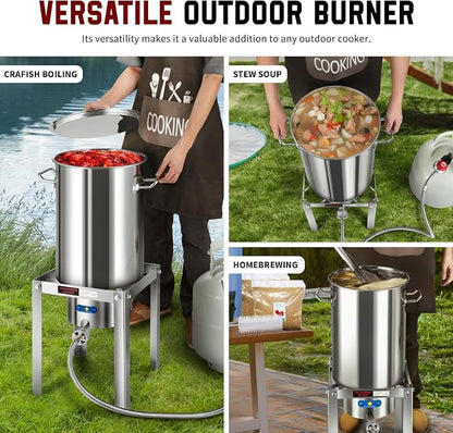 ARC Propane Burner 55,000BTU Stainless Steel Gas Camping Stove for Outdoor Cooking Camping, Turkey Fry, Crawfish Boil, Homebrewing