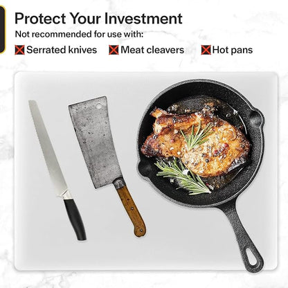 Thirteen Chefs Plastic Cutting Board - 18 x 12 x 0.5 Inch, Professional Grade HDPE, NSF Approved, Large Size and Dishwasher Safe