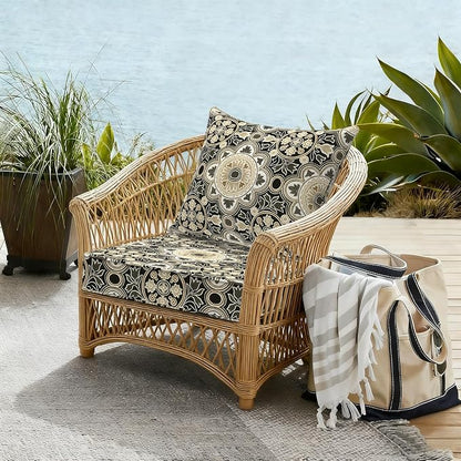 DYTXIII Outdoor Deep Seat Cushion Set, Water Repellent 22"x22" Patio Thick Cushions Replacement with Seat & Back Pillow for Patio Sofa, Wicker Chair, Couch - Vintage Medallion