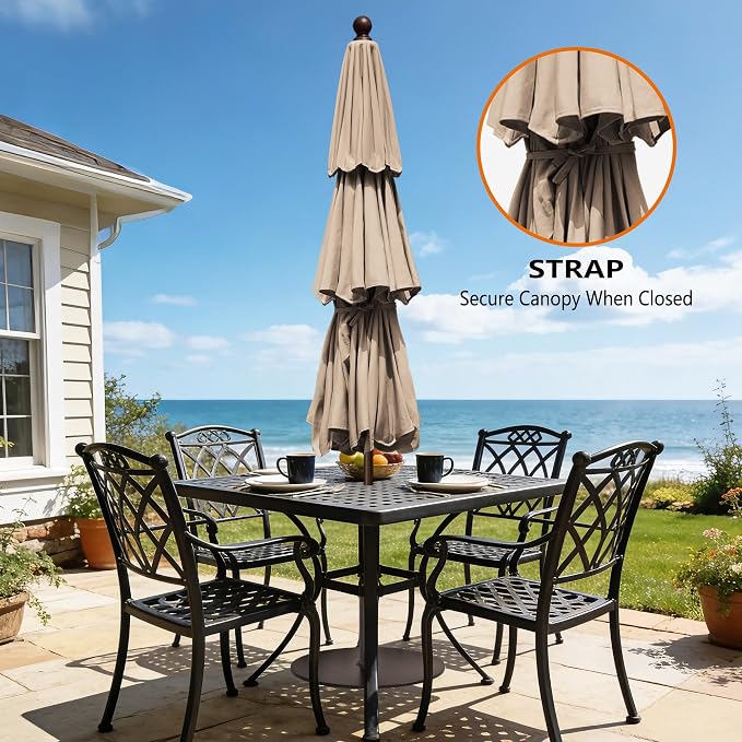 EliteShade USA 10-Year-Non-Fading 10ft 3-Tier Market Patio Umbrella, Commercial Grade Outdoor Table Umbrella with Crank Open, Windproof & UPF 50+ UV Protection, Heavy Duty Ventilation for Garden, Deck, Pool, Backyard, Beach & Bistro, No Tilt, Heather B...