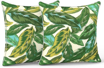 LVTXIII Set of 2 Patio Throw Pillows 20"x20" Fade Resistant Outdoor Throw Pillows with Inserts, Fluffy Decorative Garden Toss Pillow Cushions for Home Patio Coach Use, Lush Leaf Jungle