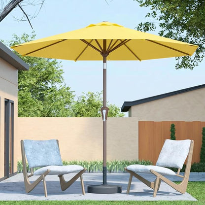 10FT Patio Umbrella Outdoor Market Umbrella with Crank and Tilt, 8 Flexible Fiberglass Ribs, UV-Resistant Waterproof Canopy for Patio, Deck, Garden, Backyard, Sunshine Yellow