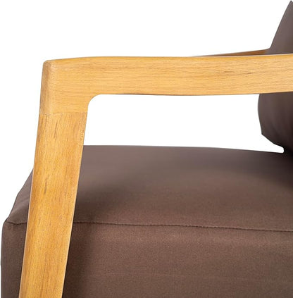 Christopher Knight Home Seward Acacia Wood Lounge Chair Outdoor with Removable Cushion, Solid Wood Patio Accent Chair with Rope Backrest, Patio Outdoor Armchair, Teak+Bown