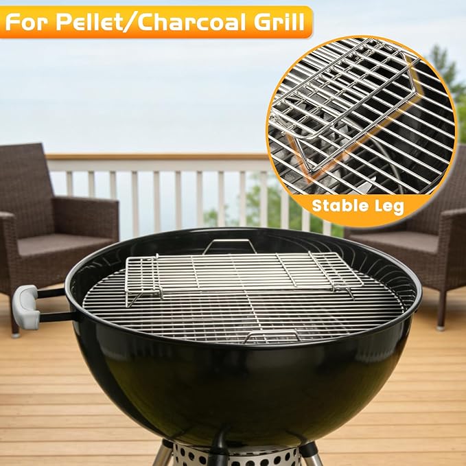Grill Rack for Blackstone Griddle Warming Grid Taco Hot Dog Racks Upper Shelf for Weber Pit Boss Nexgrill Tabletop Flat Top BBQ Cooking Grilling Parts Stainless Steel Adjustable Warm Grates
