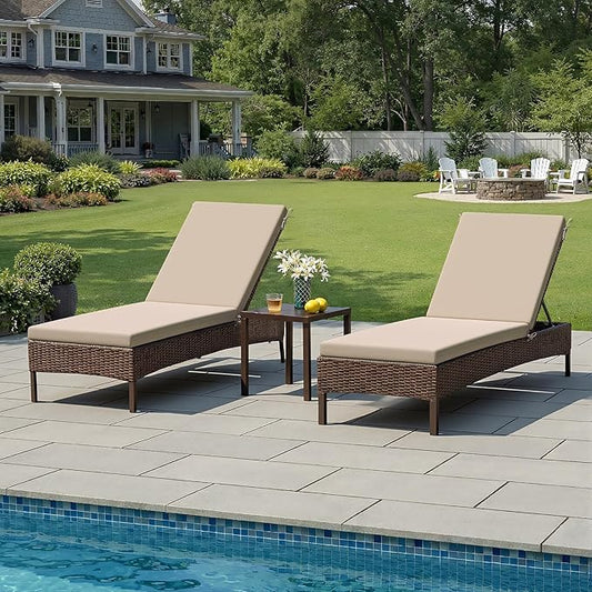 Crestlive Products Waterproof Outdoor Chaise Lounge Cushions Set of 2, Fade Resistant Patio Furniture Lounge Chair Cushion, 72" L x 21" W