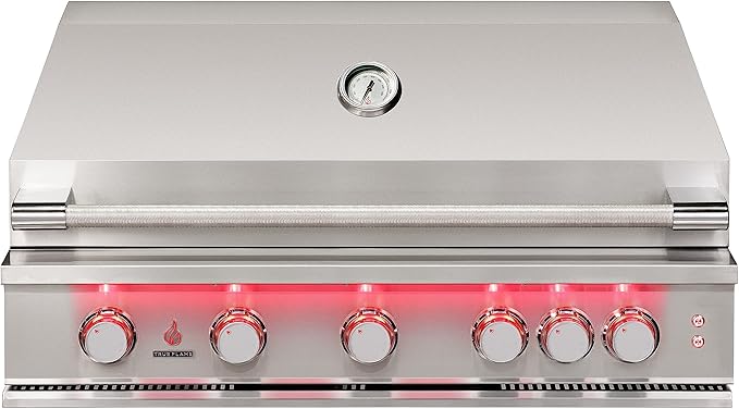 40-Inch 5 Burner Propane Gas Grill, 14,000 BTU Output, Stainless Steel Built-In Outdoor Grill with Rear Infrared Burner and Grill Lights