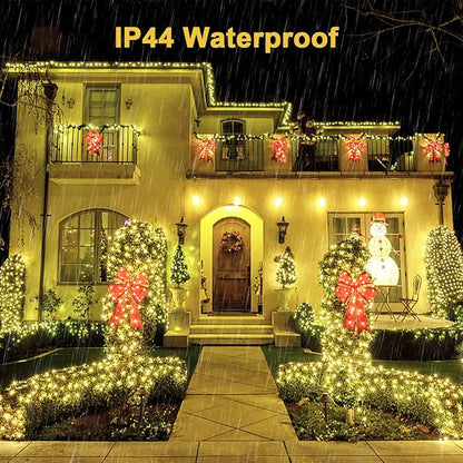 JMEXSUSS 360 LED Christmas Net Lights, Warm White, 12ft x 5ft | Outdoor Waterproof, Connectable, Plug in, Mesh Lights with Remote for Bushes Shrubs Christmas Decorations