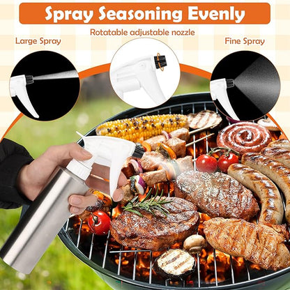 AHIER 2in 1 BBQ Spray Bottle, Turkey Marinade Injector Stainless Steel Grill Spray Bottle & Meat Injector with 2 PCS Cleaning Brush