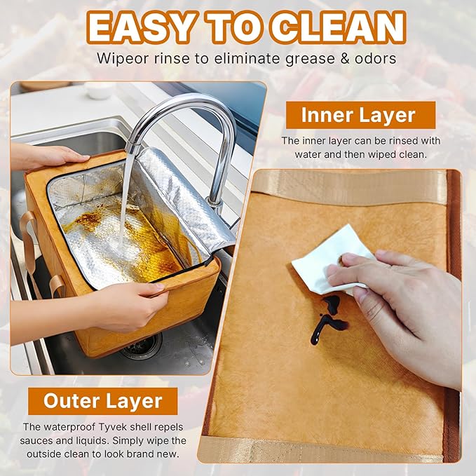 270°Opening BBQ Blanket for Resting Meat,Insulated Leak-Proof Meat Resting Bag for Brisket Turkey Pork,Smoker Accessories for Party Picnic Camping,Anniversary Birthday Gift for Men Dad (Orange)