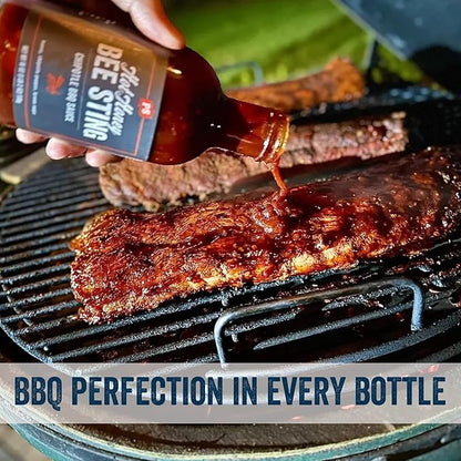 PS Seasoning Hot Honey Bee Sting Chipotle BBQ Sauce - All-Purpose Glaze, Marinade, Baste, and Dip - Sweet and Spicy Grilling Sauce for Chicken Wings, Pulled Pork, Salmon, and more