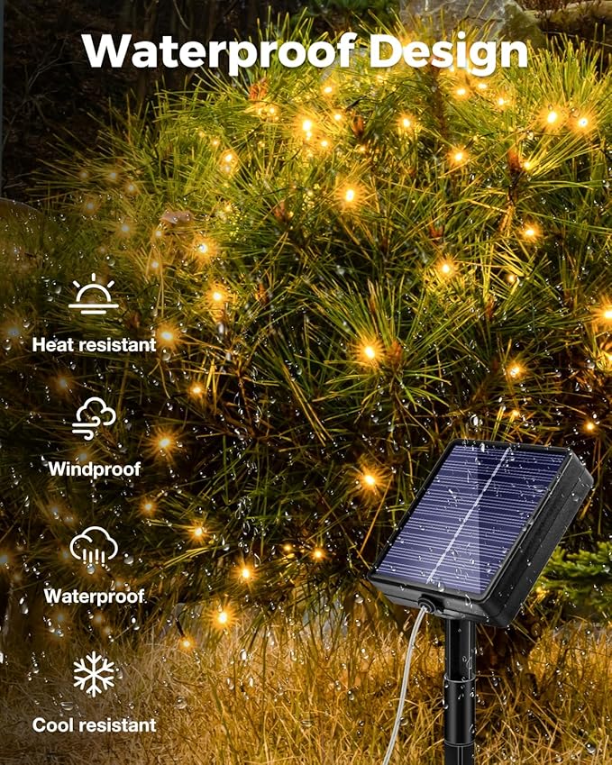 btfarm 2 Pack Solar String Lights Outdoor - Total 240LED 78FT Solar Fairy Lights Outside Waterproof 8 Modes, Copper Wire Solar Powered Twinkle Light for Garden Tree Christmas Wedding Party,Warm White