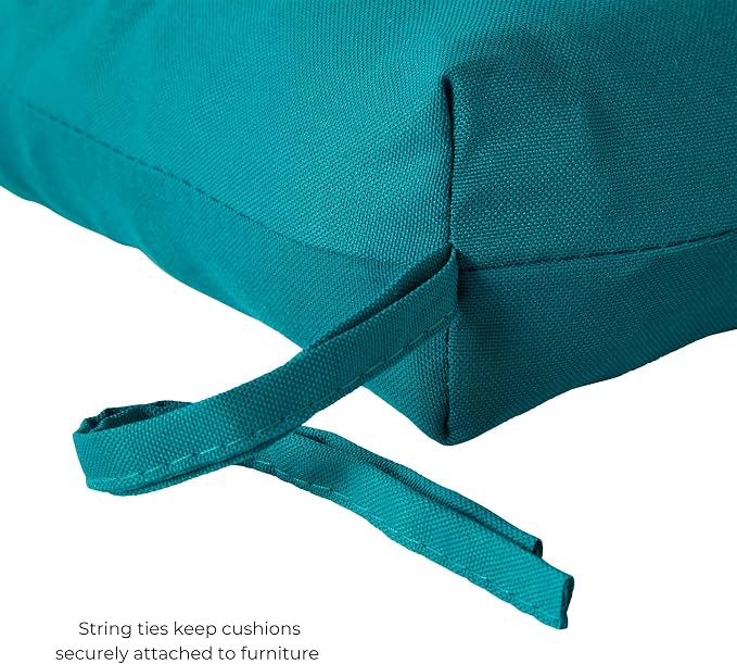 Modern Outdoor Chaise Lounge Cushion with Ties – Durable Polyester Fabric, Channel-Filled Polyfiber Insert, Removable Zippered Cover, Peacock