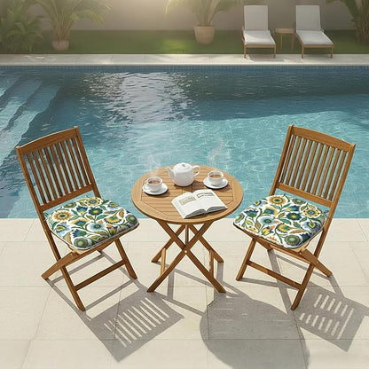 DYTXIII Set of 2 Outdoor Chair Cushions with Ties, Water Repellent Patio Chair Pads 17"x 16" for Outdoor Furniture, Round Corner Seat Cushions for Garden Yard Kitchen Fiesta Floral