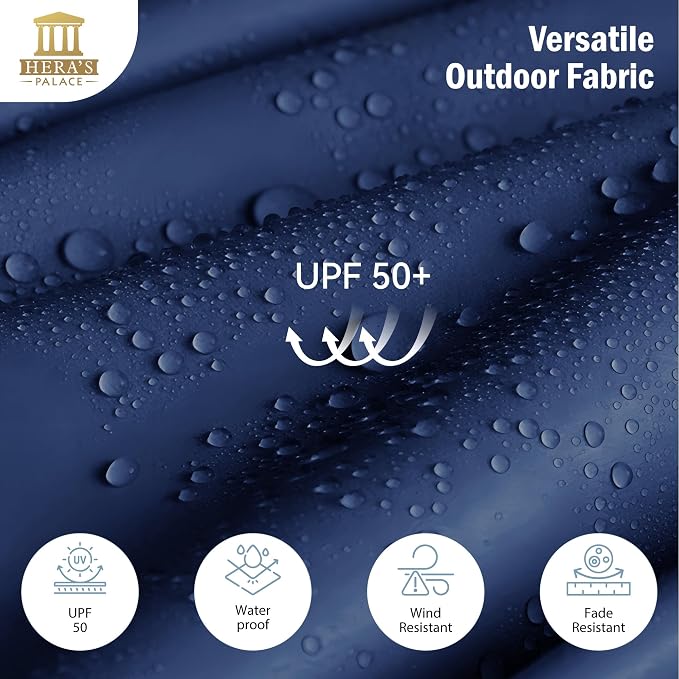 HERA'S PALACE 13 ft Large Patio Umbrella, Double-Sided Twin, Outdoor Market Umbrella with Crank Handle, Powerful UV Protective, Navy Blue