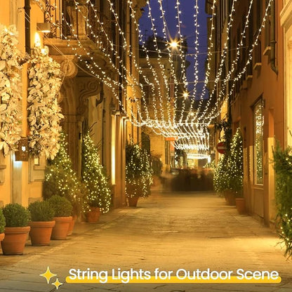 4 Pack String Lights Battery Operated with Timer, 132FT 400 LED Waterproof Battery Twinkle Lights, 8 Modes Fairy Light for Indoor & Outdoor Party Bedroom Porch Tree Christmas Decorations (Warm White)