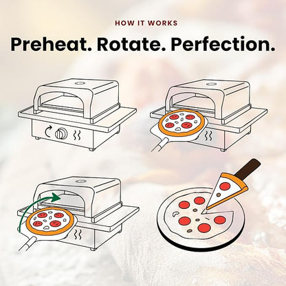 Suburban Pizza Oven, Fits on Suburban 18” Griddle – Anti Rust, Lightweight, Easy-to-use RV Pizza Oven, Black (‎3082A) | Universal outdoor oven with pizza stone & carry bag; integrated thermometer; 15-min preheat; anti-rust; lightweight