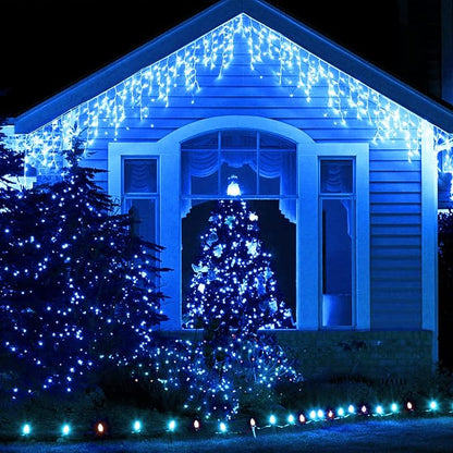 JMEXSUSS 800 LED Blue Icicle Christmas Lights Outdoor | Icicle Lights for Outside with 160 Drops, Christmas String Lights Indoor Outdoor for Party Holiday Christmas Decoration