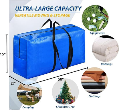 Extra Large Storage Bags, 98 Gallon XXL Jumbo Large Moving Bags Heavy Duty | 1 PACK Clothes Storage Totes Bins Moving Boxes Supplies, Foldable Travel Duffle Bag, Christmas Tree Bag, 56x27x15 inch