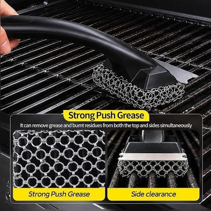 Bristle-Free Grill Brush & Scraper,Durable, Efficient and Extra Safe BBQ Cleaning Brush for Cast Iron and Stainless Steel Outdoor Grills(Coarse Mesh)