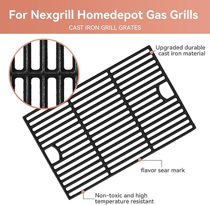 17inch Grill Grates for Nexgrill 6 Burner 720-0896 720-0896B 720-0896E 720-0898 720-0896X 720-0896C 720-0896CP 720-0898A , Cast Iron Cooking Grids for Homedepot Nexgrill 6-Burner Deluxe 720-0896,3Pack