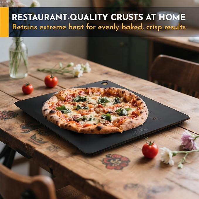 14" x 16" Pizza Steel - Heavy-Duty Carbon Steel Baking Plate for Oven, Grill & Pizza Oven - Pro Pizza Stone for Bread, Sourdough, and Crisp Crust Perfection