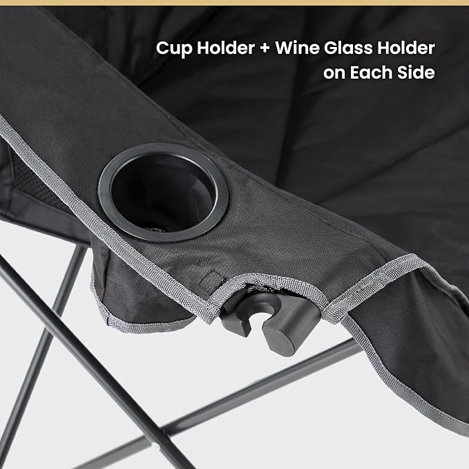 ARROWHEAD OUTDOOR Portable Folding Double Duo Camping Chair Loveseat | 2 Cup and Wine Glass Holder, Carrying Bag, Supports up to 650lbs, Beach, Tailgating, Fishing, Patio, Hunting, Backyard