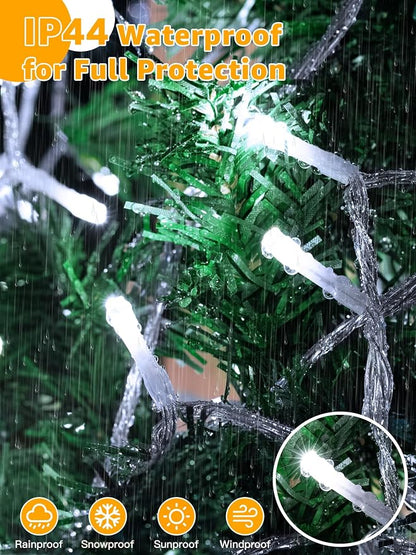 Guhope String Lights 1200LED 196FT, Waterproof Outdoor String Lights with Remote and Timer, 8 Modes Dimmable Fairy Lights for Indoor Outdoor Wedding Party Holiday Decorations (Cool White)