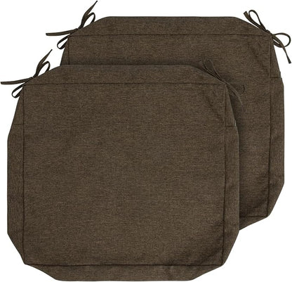 Magpie Fabrics Indoor Outdoor Cushion Cover Replacement 2 Pack, NO Insert! Water Repellent Slipcover with Ties Decor for Patio Garden Chair Sofa Bench Wicker(Dark Brown, 20x18x4 Inch)