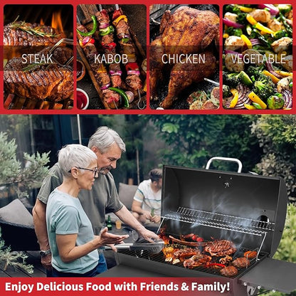 Kendane Barrel Charcoal Grill, Large Charcoal Grills with Side Shelf, Outdoor BBQ Grill,Perfect for Backyard Camping, Patio Parties and Picnics