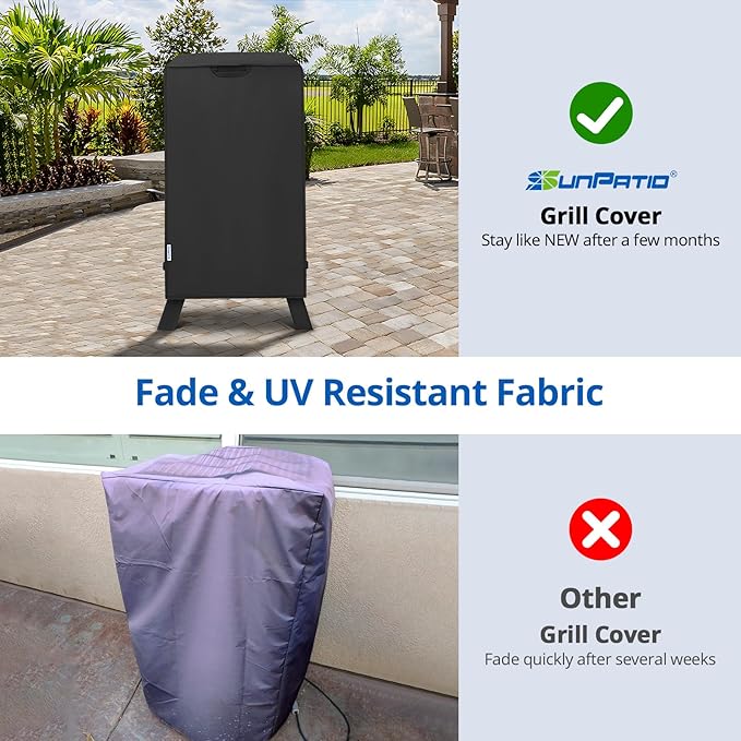SunPatio Smoker Cover 30 Inch, Square Vertical Electric Smoker Cover, Outdoor Waterproof Digital Smoker BBQ Grill Cover Compatible for Masterbuilt Smoke Hollow Pit Boss Smoker etc., 20"W x 17"D x 31"H