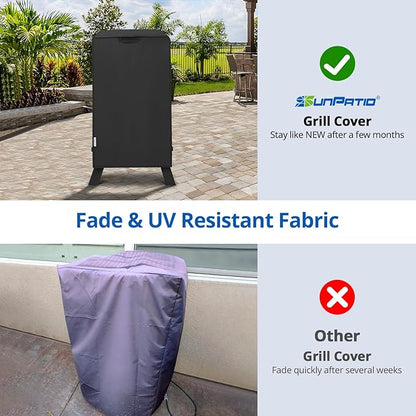 SunPatio Smoker Cover 30 Inch, Heavy Duty Waterproof Square Electric Smoker Cover for Masterbuilt, All Weather Protection, 18" W x 17" D x 33" H