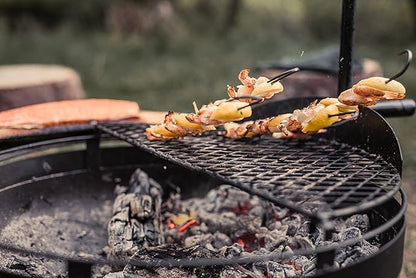 Barebones Cowboy Grill Steel Skewers Set of 4 - Grill Accessories for Outdoor Cooking and Fire Pits - Shish Kabob Skewers and Smores Sticks