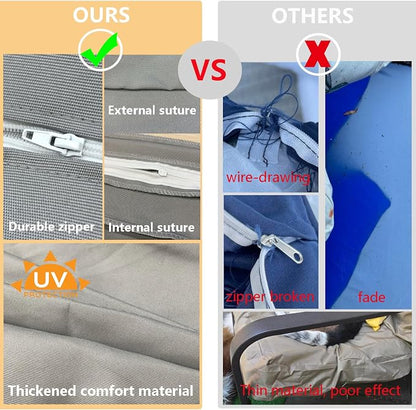 Outdoor Cushion Covers Replacement 14 Pcs, Grey | Patio Cushion Covers fit for 7Pieces 6-Seater Wicker Rattan Sectional Couch Sofa Outdoor Cushion Slipcovers Set