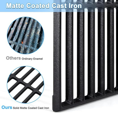 Grill Replacement Parts for Charbroil 4 Burner 463436215, 463439915, 463436213, 463436214, G432-001N-W1, 16 7/8" Cast Iron Grill Grates, Burner Tubes, Heat Plates, Carryover Tubes, Igniters.