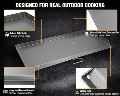 Hisencn Cast Iron Flat Top Fry Griddle for Camp Chef 3 Burner Stove, Griddle Top for Camp Chef Stove, GB90D, TB90LW, TB90, TB90LWG, TB90LWG15,SPG90B,CCH3,Portable Outdoor Stove Accessories,16 x 37 in