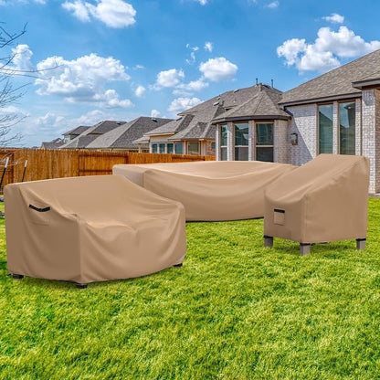 Waterproof Outdoor Patio Furniture Covers 102"L×74"W×28"H Brown | Rain, Dust & UV Protection; Heavy-duty Oxford Resists Tears & Fading; Keeps Dining Tables & Chair Sets Dry on Patio & Deck