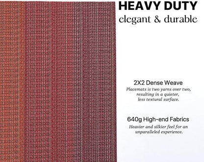 LEXMORE PlaceMats Set of 12 Vinyl/Plastic Woven Place Mats for Kitchen Table Indoor/Outdoor Washable PlaceMat Wipeable Dining Table Mats(Pomegranate Parade)