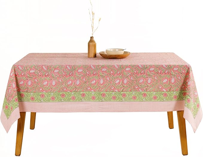 100% Cotton Hand Block Printed, Tablecloth for Kitchen, Dining, Table Cover for Parties, Chritmas, Weddings, Barbecues and Summer picnics Table Cloth