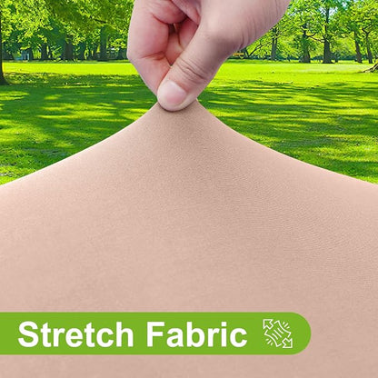 Smiry Round Spandex Tablecloth, Waterpoof Stretch Picnic Table Cover for 45"-56" Tables, Elastic Fitted Washable Tablecloths Dining, Indoor and Outdoor, Nude