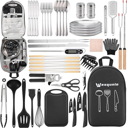 Wesqunie Camping Cooking Utensils Set, Cookware Set for Outdoor Hiking BBQ