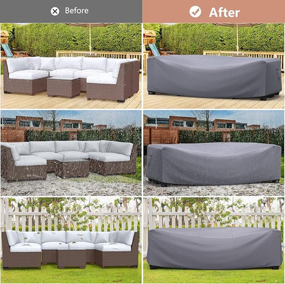 Mrrihand Heavy Duty Patio Furniture Covers, Outdoor Furniture Covers Waterproof Sectional Sofa Set, Patio Table and Chair Set Cover 78" L×62" W×30" H,Grey