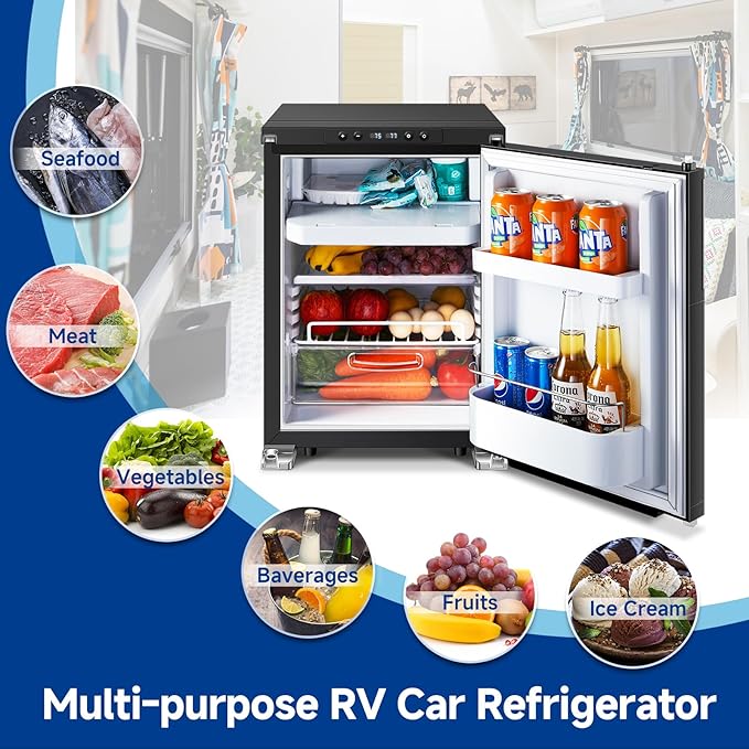 BODEGACOOLER Upgraded 12-Volt Refrigerator, 45L(1.6cu.ft) RV Fridge and Freezer with APP Control & Lock, Portable Electric Cooler -4℉ to 46℉, 12/24V DC for Truck, RV, Camping, Travel