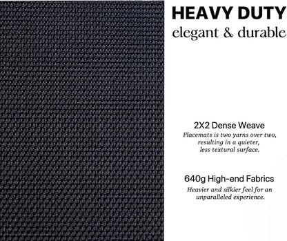 LEXMORE Placemats Set of 4 Vinyl/Plastic Woven Place Mats for Kitchen Table Indoor/Outdoor Washable Placemat Wipeable Dining Table Mats(Black)