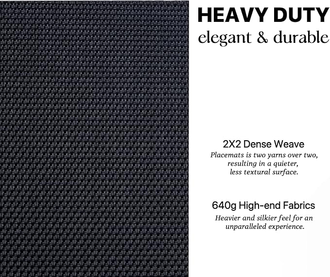 LEXMORE PlaceMats Set of 12 Vinyl/Plastic Woven Place Mats for Kitchen Table Indoor/Outdoor Washable PlaceMat Wipeable Dining Table Mats(Black)