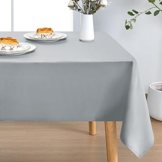 DWCN Rectangle Tablecloth - 60 x 102 Inch - Waterproof Stain and Wrinkle Resistant Washable Table Cloth, Decorative Fabric Table Cover for Kitchen Dining Room Party and Outdoor Use, Silver Grey