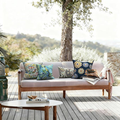 LVTXIII 2 Pack Outdoor Pillow Covers ONLY 18x18 Inch, Water-Repellent Square Decorative Cushion Covers for Patio Furniture, Garden, Sofa, Paradise Paisley
