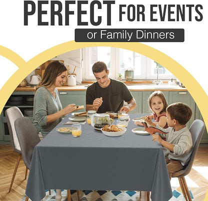 Exquisite 66% Thicker Premium Plastic Table Cloth Rectangle Table Cover 0.5 Mil 12 Pack Silver Table Cloth 54 Inch x 108 Inch Disposable Tablecloth Won't Tear Easily Like Cheap Thin Brands