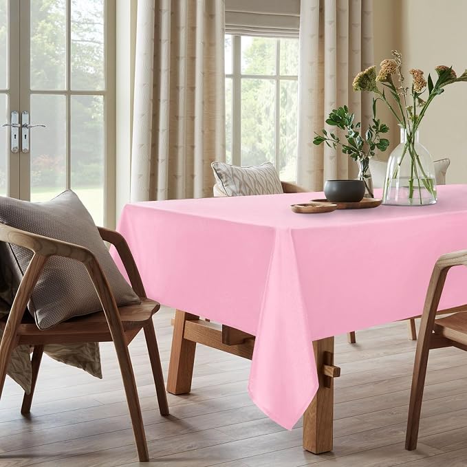 DWCN Pink Tablecloth Rectangle - Waterproof Stain and Wrinkle Resistant Washable Table Cloth, Decorative Fabric Table Cover for Kitchen Dining Room Party and Outdoor Use, 54 x 80 Inch