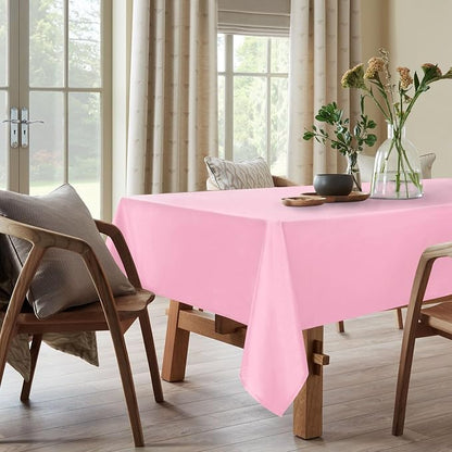 DWCN Pink Tablecloth Rectangle - Waterproof Stain and Wrinkle Resistant Washable Table Cloth, Decorative Fabric Table Cover for Kitchen Dining Room Party and Outdoor Use, 54 x 80 Inch