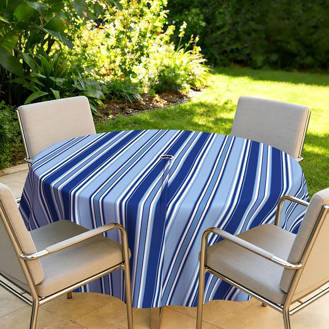 Outdoor Tablecloth with Umbrella Hole Elegant Zipper Patio Table Cloth for Outdoor Patio Garden Yard Decor